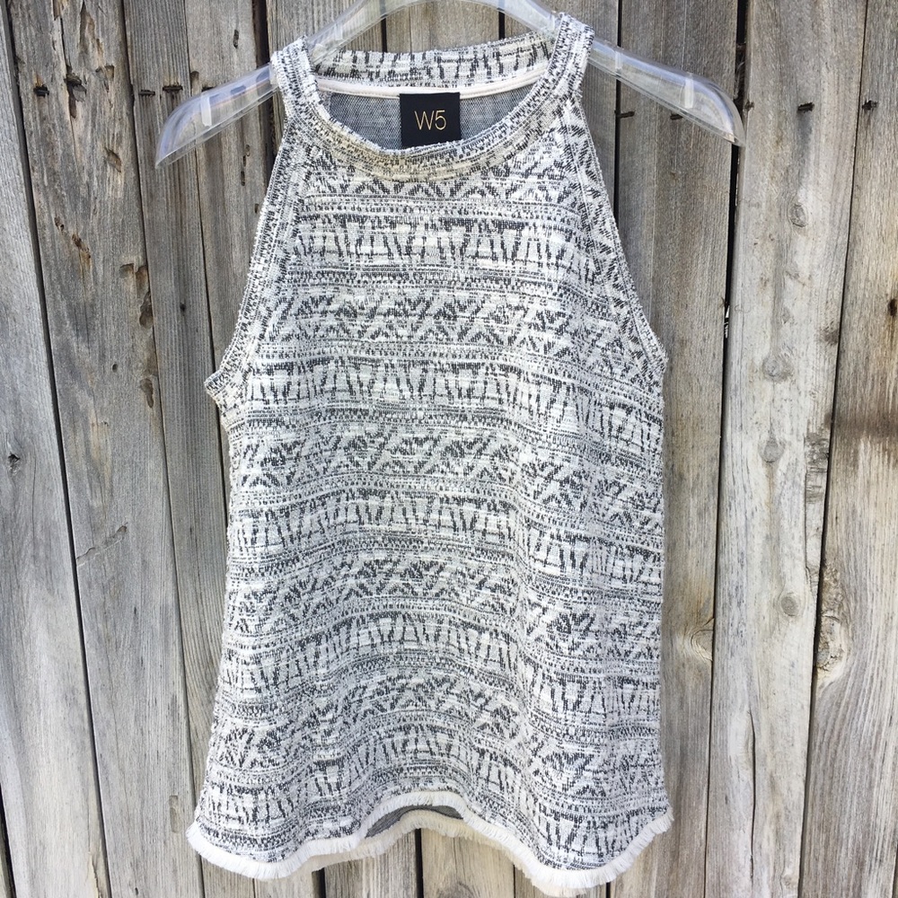 NWT W5 Boho Sleeveless Top Ivory/Black - Picture 6 of 8